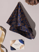 Navy & Gold Mini Paisley Performance Silk™ Pocket Square