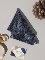 Navy & Silver Paisley Performance Silk™ Pocket Square