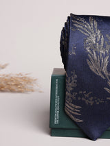 Navy & Gold Floral Skinny Necktie