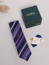 Purple & Navy Stripe Skinny Necktie
