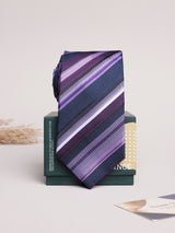 Purple & Navy Stripe Skinny Necktie