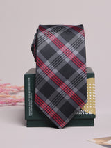 Grey & Red Check Skinny Necktie