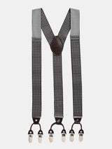 Black Geometric Suspender with Vegan Leather Patch