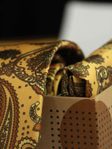 Mustard Paisley Printed Necktie and Pocket Square Set