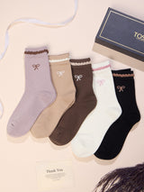 Bow Embroidered Socks – Pack of 5