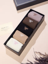 Bow Embroidered Socks – Pack of 5