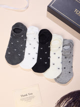 Bow Print No-Show Socks – Pack of 5