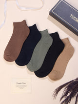 Earth Tone Ribbed Ankle Socks – Pack of 5