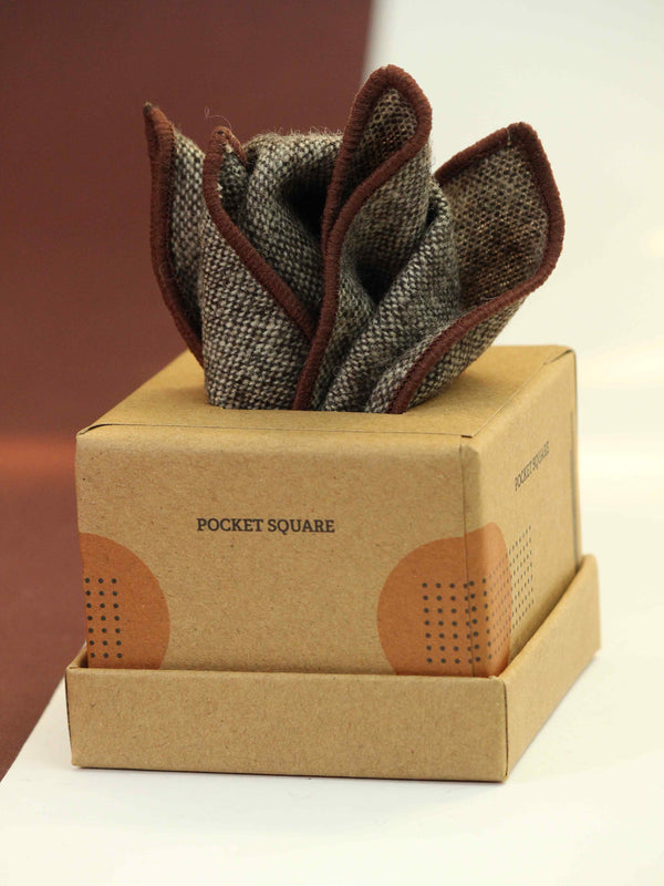 Brown Solid Wool Pocket Square