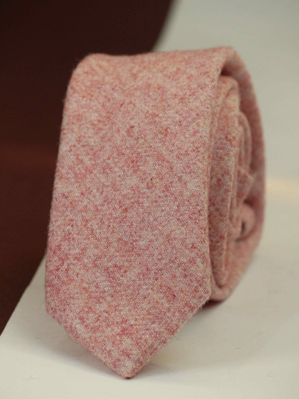 Peach Solid Wool Skinny Necktie