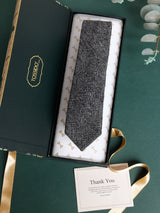 Charcoal Grey Textured Wool Skinny Necktie