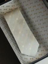 White Floral Woven Silk Necktie