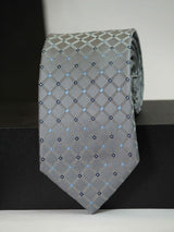 Grey Check Woven Silk Necktie