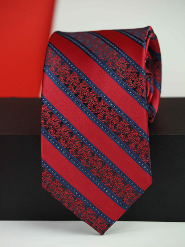 Red Stripe Woven Silk Necktie