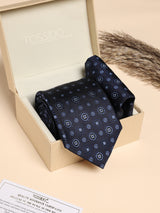 Navy Medallion Performance Silk™ Necktie & Pocket Square Gift Set
