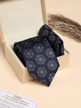 Navy & Grey Medallion Performance Silk™ Necktie & Pocket Square Gift Set