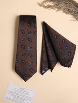 Brown Paisley Performance Silk™ Necktie & Pocket Square Gift Set