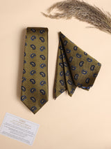 Olive Paisley Performance Silk™ Necktie & Pocket Square Gift Set