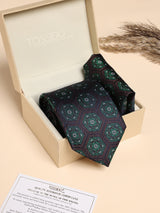 Navy & Green Medallion Performance Silk™ Necktie & Pocket Square Gift Set