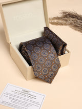 Brown Medallion Performance Silk™ Necktie & Pocket Square Gift Set