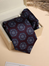 Maroon & Navy Medallion Performance Silk™ Necktie & Pocket Square Gift Set