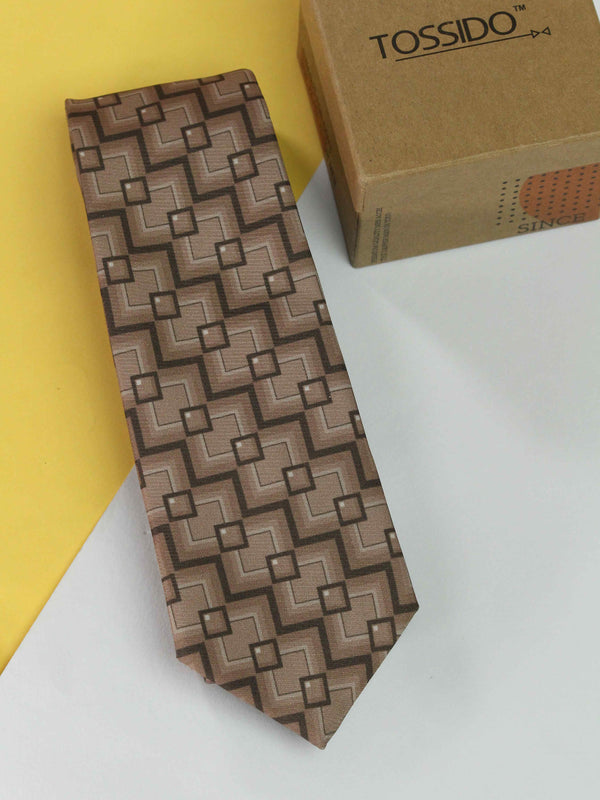 Beige Geometric Necktie