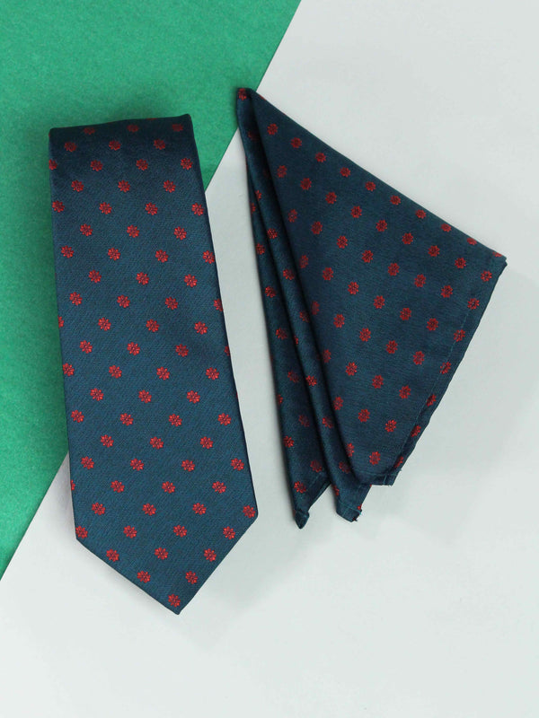 Teal Floral Necktie & Pocket Square Giftset
