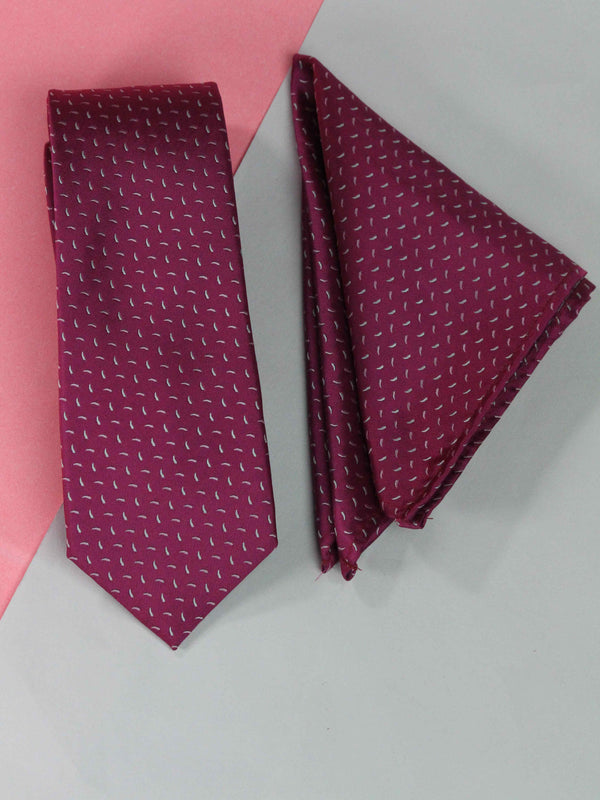 Pink Geometric Necktie & Pocket Square Giftset