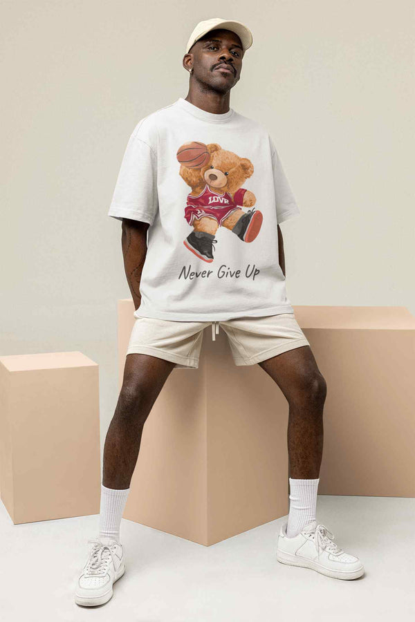 Teddy's Resilience: Never Give Up Oversized Tee