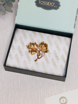 Amber Enamel Vine Leaves Pearl Brooch - TOSSIDO