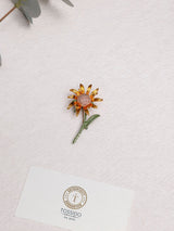 Amber Sunflower Crystal Brooch