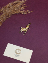 Antique Gold Amber Stag Brooch - TOSSIDO