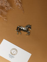Antique Gold Engraved Running Horse Brooch - TOSSIDO