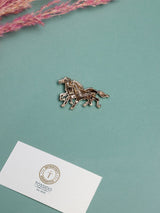 Antique Gold Twin Horses Brooch - TOSSIDO