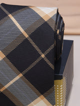 Beige & Black Micro Fiber Necktie - TOSSIDO