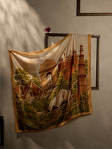 Beige Delhi Monuments City Scarf - TOSSIDO