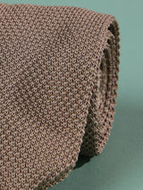 Beige Solid Knitted Necktie - TOSSIDO