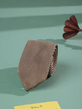 Beige Solid Knitted Necktie - TOSSIDO