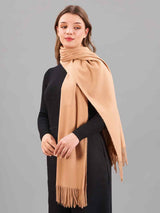 Beige Solid Woolen Muffler - TOSSIDO