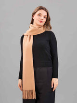 Beige Solid Woolen Muffler - TOSSIDO