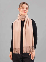 Beige Solid Woolen Muffler - TOSSIDO