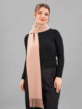 Beige Solid Woolen Muffler - TOSSIDO