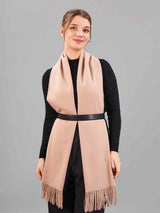 Beige Solid Woolen Muffler - TOSSIDO