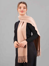 Beige Solid Woolen Muffler - TOSSIDO