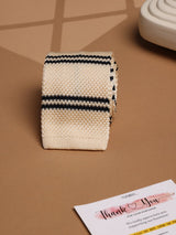 Beige Stripes Silk Knitted Necktie - TOSSIDO