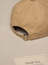 Beige V Embroidered Baseball Cap - TOSSIDO
