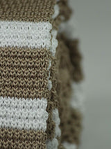 Beige & White Stripe Knitted Necktie - TOSSIDO