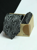 Black Abstract Necktie & Pocket Square Giftset - TOSSIDO