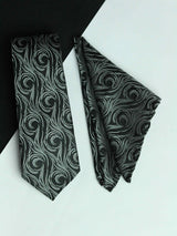 Black Abstract Necktie & Pocket Square Giftset - TOSSIDO