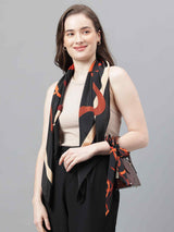 Black Abstract Scarf & Scarf Bag Set - TOSSIDO